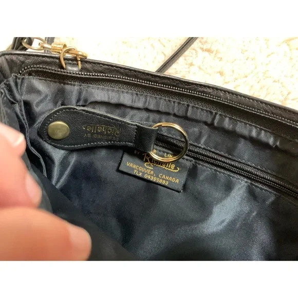 Designer black faux leather handbag. - Picture 6 of 11